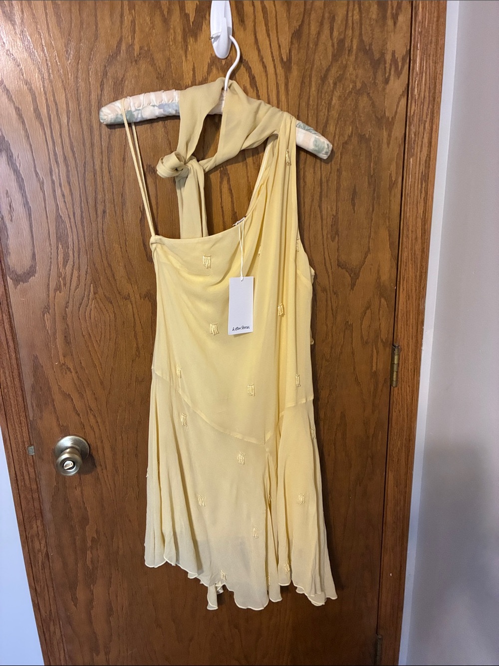 And Other Stories Yellow Halter Neck One Shoulder Women's Dress